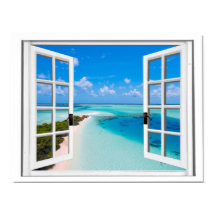 Fake Window Blue Sky Tranquil Sea View 