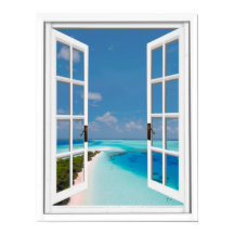 Fake Window Blue Sky Tropical Sea view 