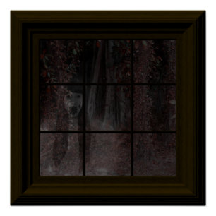 Fake Window Ghost In Woods Halloween Haunted House Poster