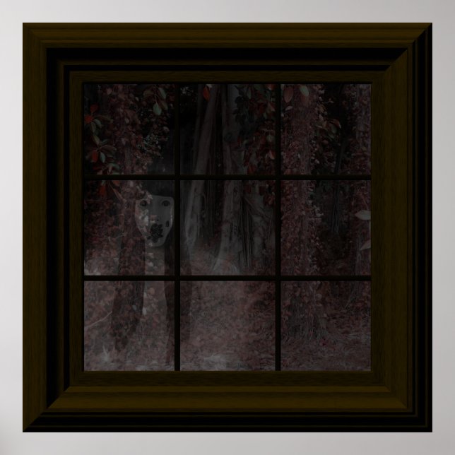 Fake Window Ghost In Woods Halloween Haunted House Poster (Front)