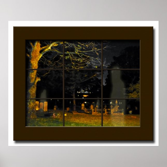 Fake Window Graveyard Halloween Prop Haunted House Poster (Front)