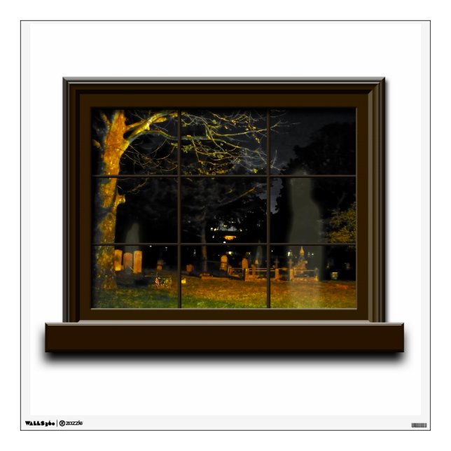 Fake Window Graveyard Halloween Prop Haunted House Wall Decal (Front)