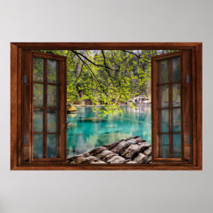 Fake Window Illusion - Blue Lagoon Poster
