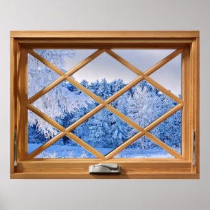 Fake  Window Illusion - Fresh Snow Scene Poster
