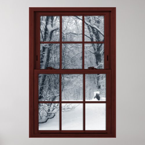 Fake  Window Illusion _ Fresh Snow Scene Poster