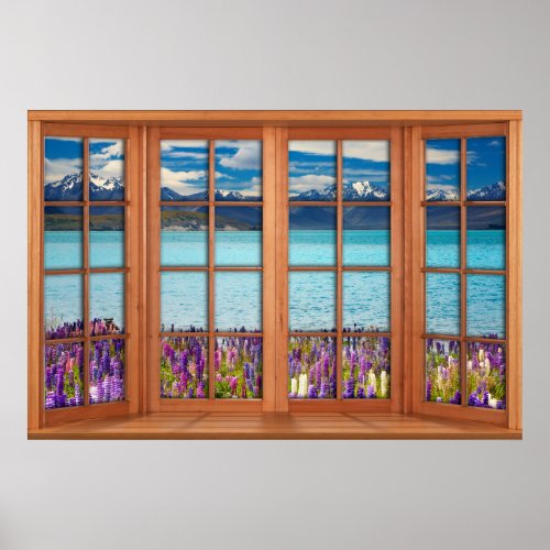 Fake Window Illusion _ Mountain Lake in the Spring Poster