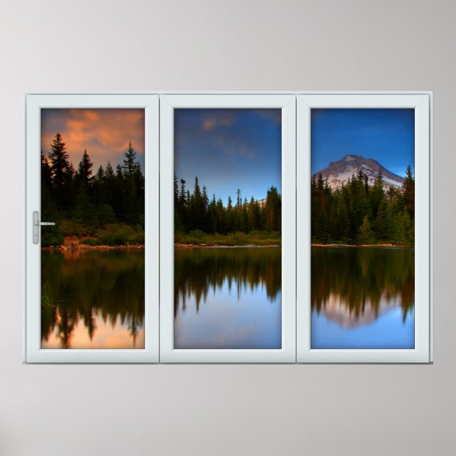 Fake Window Illusion - Mountain Reflection VIew Poster (Front)