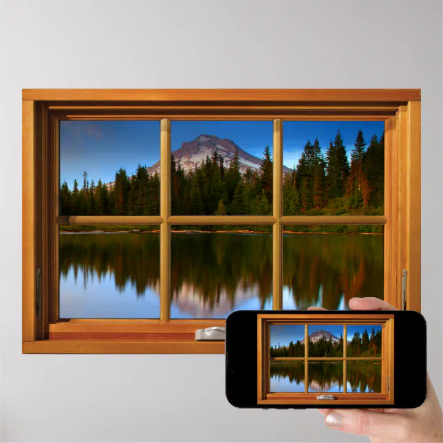 Fake Window Illusion - Mountain Reflection VIew Poster | Zazzle