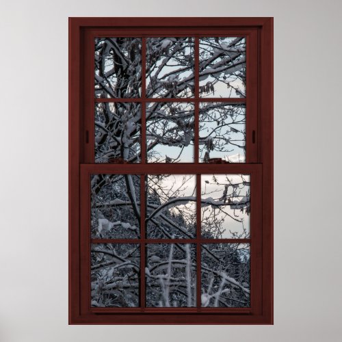 Fake Window _ Illusion _ Winter Woods View 1 of 2 Poster