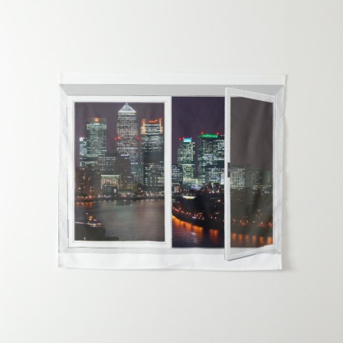 Fake Window London City Wall Hanging Tapestry