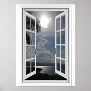 Fake Window Midday Sun Sea View Poster