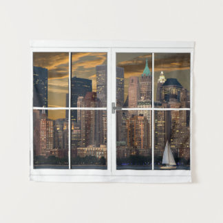 Fake Window New York City Wall Hanging Tapestry
