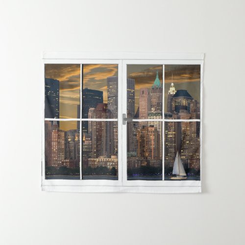 Fake Window New York City Wall Hanging Tapestry