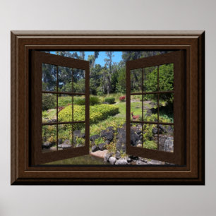 Fake Window Poster Peaceful Landscape Zen