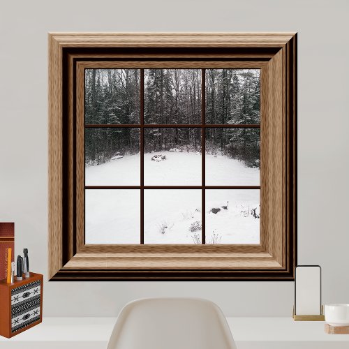 Fake Window Poster Winter Snow Scene With Trees