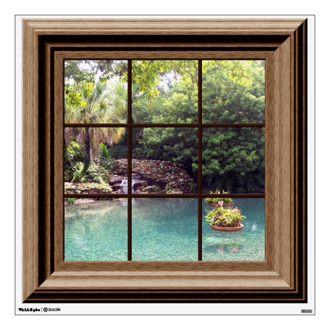 Fake Window Scene Peaceful Water Garden Zen Peace Wall Sticker (Front)