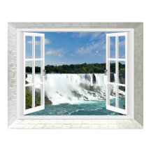 Fake Window Trompe l'oeil Waterfalls
