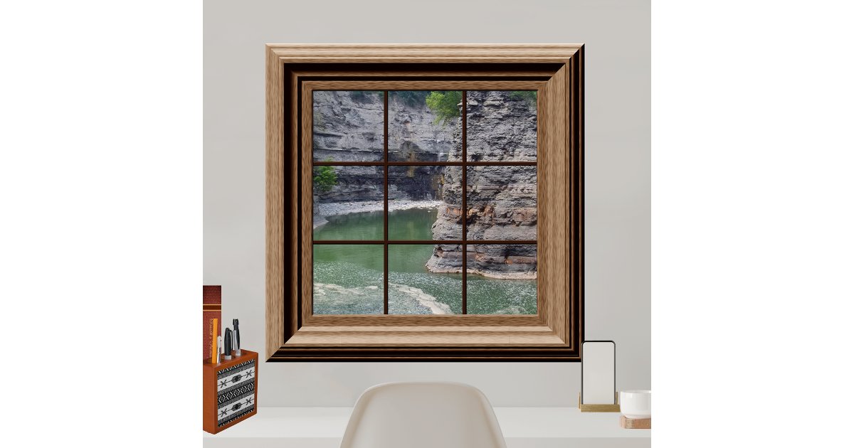 Fake Window View Beautiful River Gorge Peaceful Poster | Zazzle
