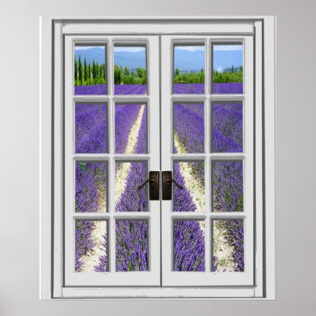 Fake Window View Lavender Flowers   Poster (Front)
