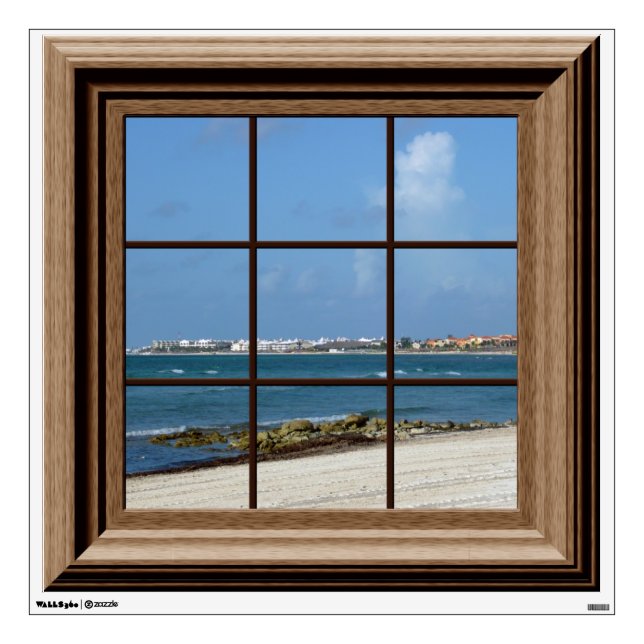 Fake Window View Ocean Beach Mexico Wall Decal (Front)
