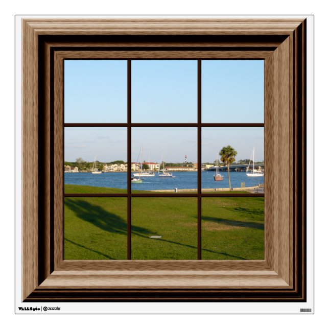 Fake Window View St.Augustine Boats Wall Mural Sticker (Front)