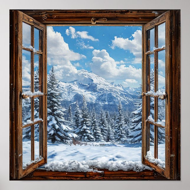 Fake window winter landscape poster (Front)