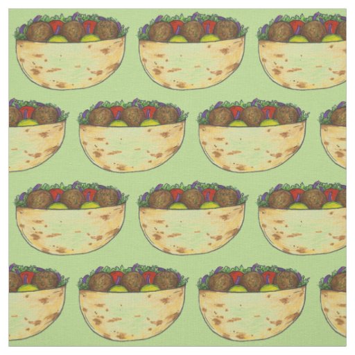 Falafel Balls Lettuce Tomato Pita Foodie Sandwich Fabric