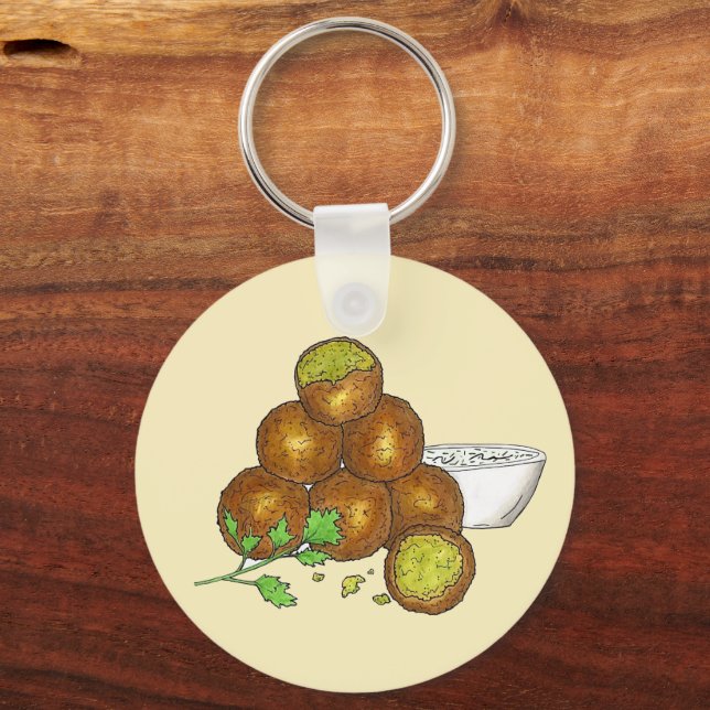 Falafel Balls Middle Eastern Chickpeas Egyptian Keychain (Back)