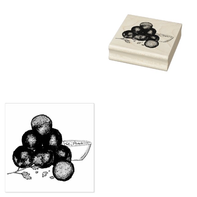 Falafel Balls Middle Eastern Chickpeas Egyptian Rubber Stamp (Stamped)