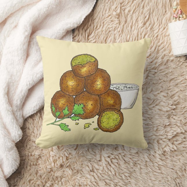 Falafel Balls Middle Eastern Chickpeas Egyptian Throw Pillow (Blanket)