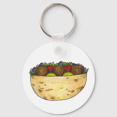 Falafel Pita Sandwich Food Foodie Gift Keychain