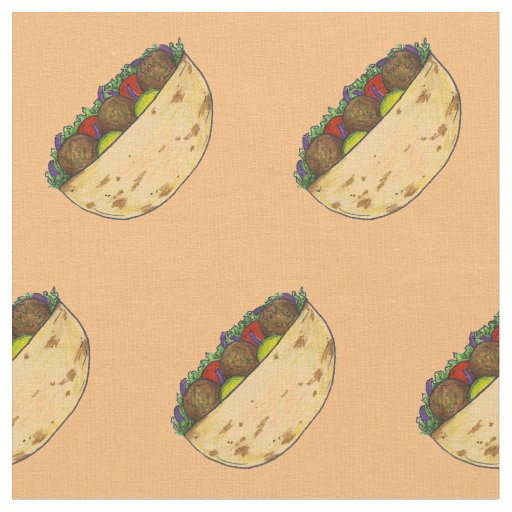 Falafel Pita Sandwich Mediterranean Foodie Fabric