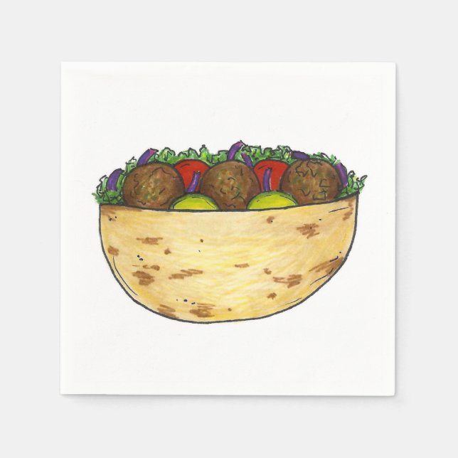 Falafel Pita Sandwich Mediterranean Foodie Napkins (Front)