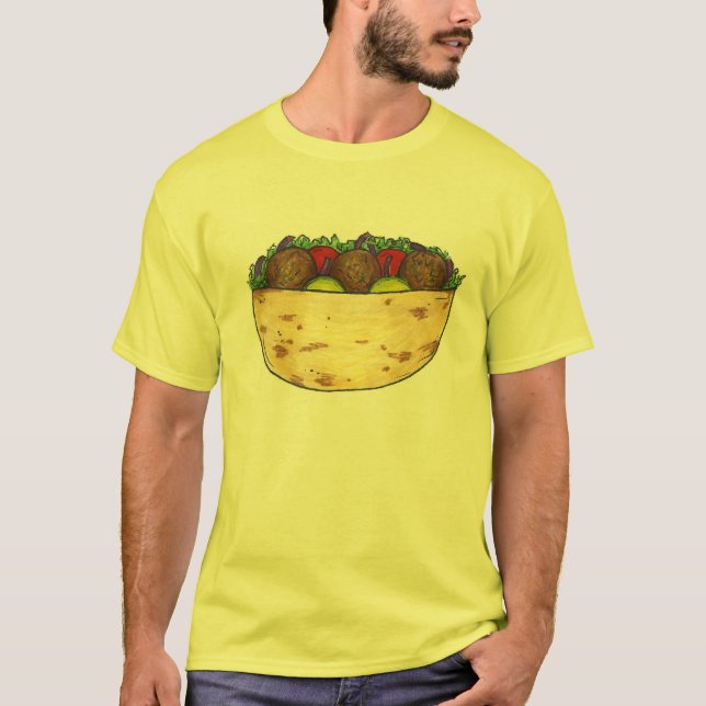 Falafel Stuffed Pita Mediterranean Food Cuisine T-Shirt (Front)