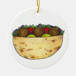 Falafel Stuffed Pita Sandwich Mediterranean Food Ceramic Ornament