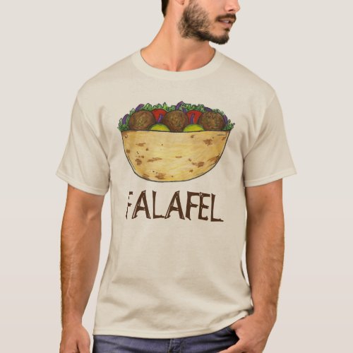 Falafel Stuffed Pita Sandwich Mediterranean Food T_Shirt