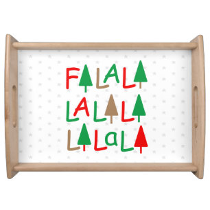 FaLaLa... Christmas Trees Green Red Snowflakes Serving Tray