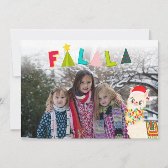 Falala Colorful Llama Custom Photo Holiday Card (Front)