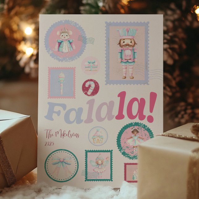 Falala Groovy Nutcracker Pastel Christmas Holiday Card (Creator Uploaded)
