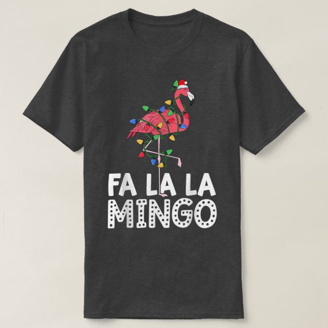 FaLaLa Mingo Xmas Party Flamingo Santa Lights Paja T-Shirt (Design Front)