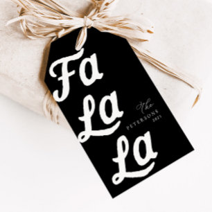 Falala Modern Retro Black & White Plaid Christmas Gift Tags
