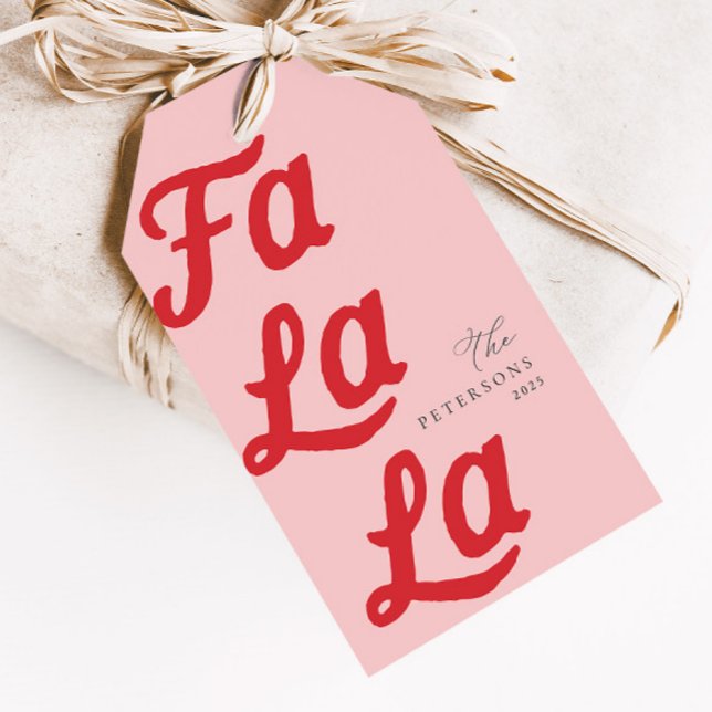 Falala Modern Retro Pink & Red Plaid Christmas  Gift Tags (Creator Uploaded)