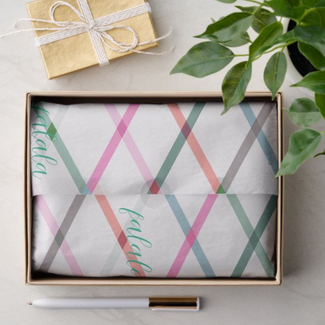 Falala Pastel Colors Checkered Pattern Christmas Tissue Paper (Gift)