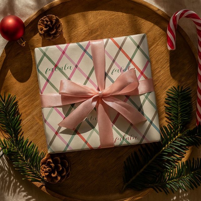 Falala Pastel Colors Checkered Pattern Christmas Wrapping Paper (Creator Uploaded)