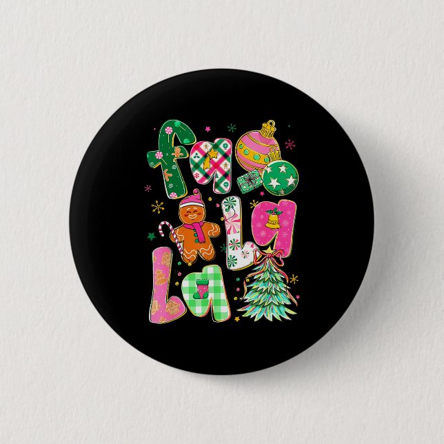 Falala Sublimation Gingerbread Preppy Christmas Co Button (Front)