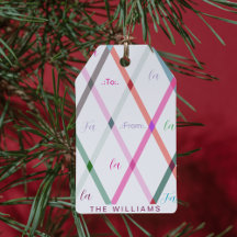 Falala To and From Checkered Pattern Christmas