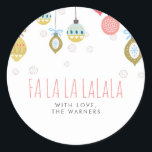 Falalala Christmas Classic Round Sticker<br><div class="desc">Funny christmas seals with the hand drawn style ornaments</div>
