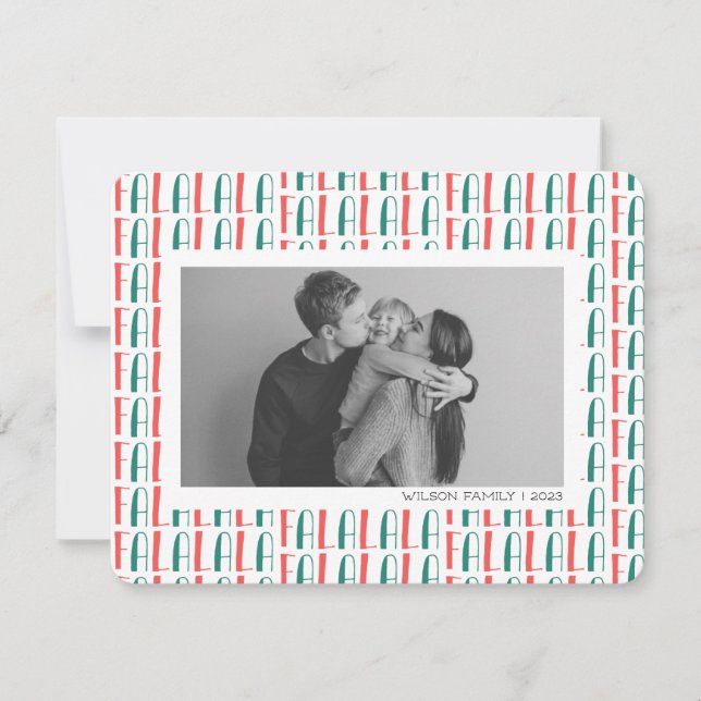 Falalala Joy Christmas Family Photo  Holiday Card (Front)
