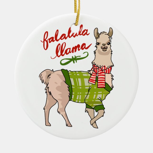 Falalala Llama Ceramic Ornament (Front)