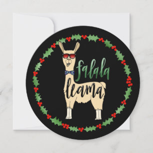 Falalala Llama Holiday Card - Unique Circle Shape